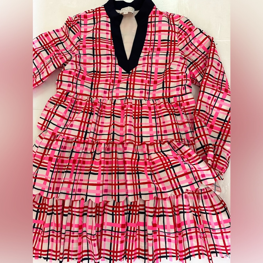 Sail To Sable Charlotte Dress In Red, Pink & White Plaid, M
